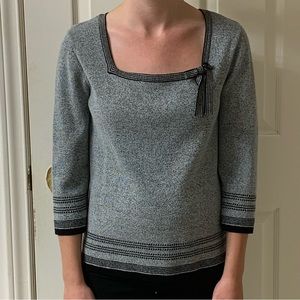🌷3 for$25🌷Emma James, US M, Grey Bow Detail 3/4 Sleeve Square Neck Knit Top